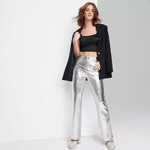 NWT Women's High-Rise Metallic Flare Pants - Wild
Fable